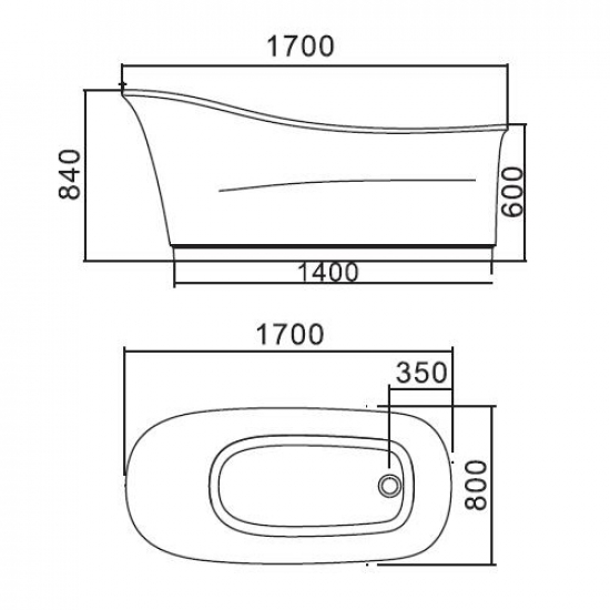 Акриловая ванна  APPOLLO AT-9095 170x80x84