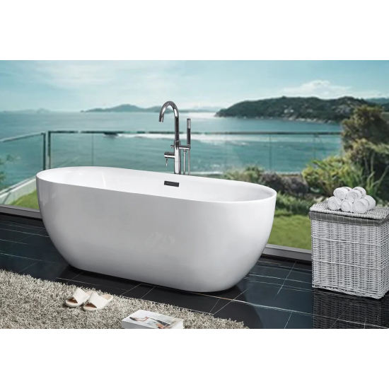 Акриловая ванна AQUANET Delight 208600 170x80 см, отдельностоящая, овальная, со сливом-переливом