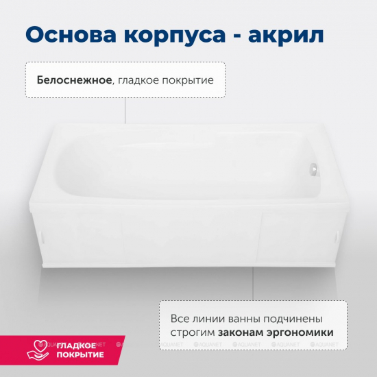 Акриловая ванна AQUANET Extra 205482 170x70 см, с каркасом