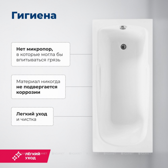 Акриловая ванна AQUANET Extra 209630 150x70 см, с каркасом