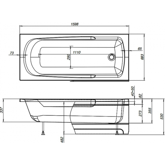 Акриловая ванна AQUANET Extra 255742 160x70 см, с каркасом