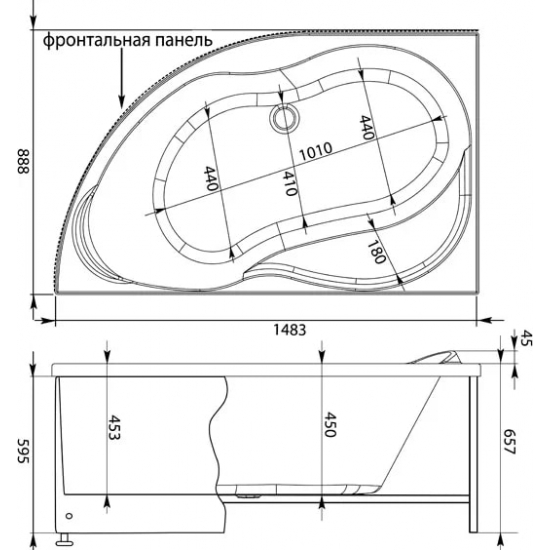 Акриловая ванна AQUANET Graciosa 00205325 L 150x90 см, угловая, с каркасом, асимметричная