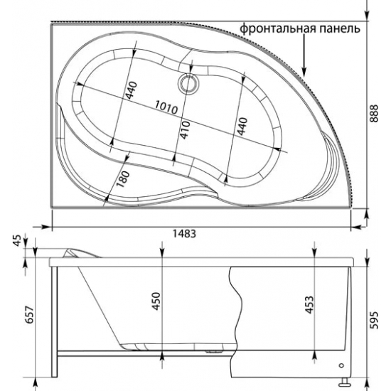 Акриловая ванна AQUANET Graciosa 00205389 R 150x90 см, угловая, с каркасом, асимметричная