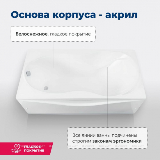 Акриловая ванна AQUANET Grenada 00205493 180x90 см, с каркасом