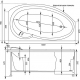 Акриловая ванна AQUANET Jersey 00205329 R 170x100 см, угловая, с каркасом, асимметричная