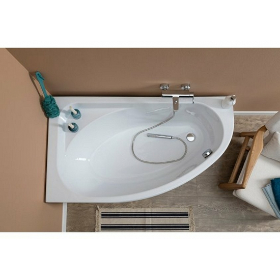 Акриловая ванна AQUANET Mia к/с133 246817 L 140x80 см, угловая, с каркасом, асимметричная