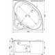 Акриловая ванна AQUANET Palau 00205535 140x140 см, угловая, с каркасом, четверть круга