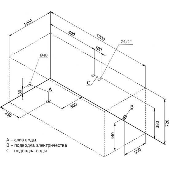 Акриловая ванна AQUANET Vega 00205556 190x100 см, с каркасом