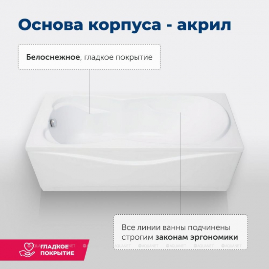 Акриловая ванна AQUANET Viola 242745 180x75 см, с каркасом