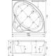 Акриловая ванна AQUANET Vitoria 00205371 135x135 см, угловая, с каркасом, четверть круга