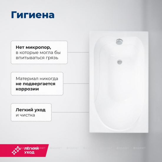 Акриловая ванна AQUANET West 00205558 120x70 см, с каркасом