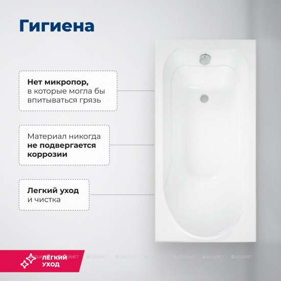 Акриловая ванна AQUANET West 00205560 140x70 см, с каркасом