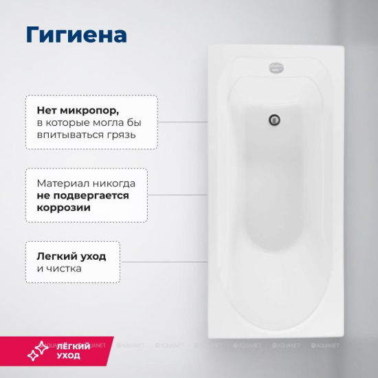 Акриловая ванна AQUANET West 00205564 160x70 см, с каркасом