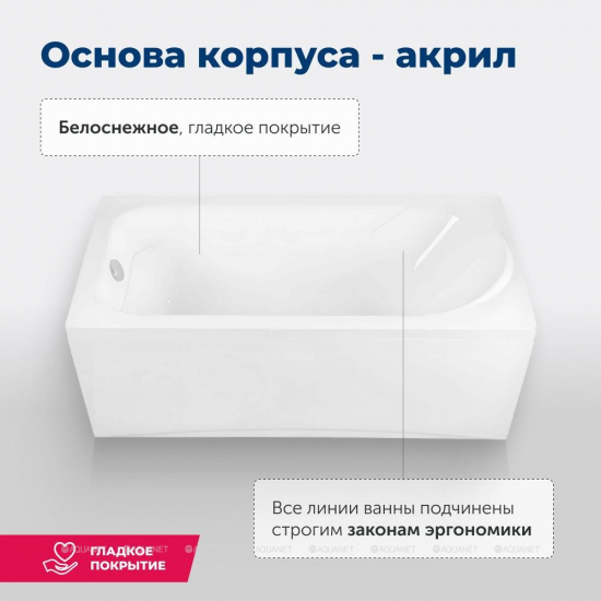 Акриловая ванна AQUANET West New 00240462 150x70 см, с каркасом