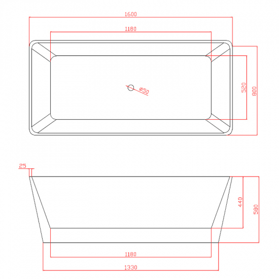 Акриловая ванна AZARIO Lincoln 160x80x55