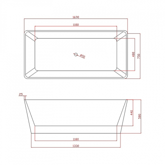 Акриловая ванна AZARIO Lincoln 170x80x55