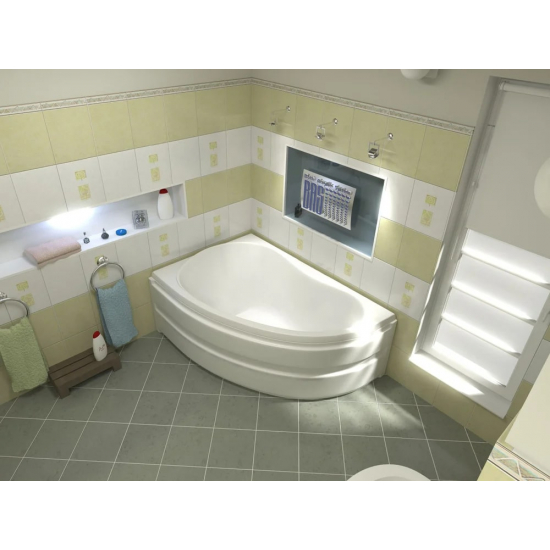 Акриловая ванна BAS Алегра L 150x90 см, угловая, с каркасом, асимметричная