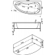 Акриловая ванна BAS Алегра R 150x90 см, угловая, с каркасом, асимметричная