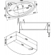 Акриловая ванна BAS Флорида R 160x100 см, угловая, с каркасом, асимметричная