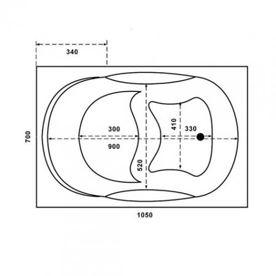Акриловая ванна BAS Рио 105х70 с каркасом
