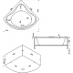 Акриловая ванна BAS Риола 135x135 см, угловая, с каркасом, четверть круга