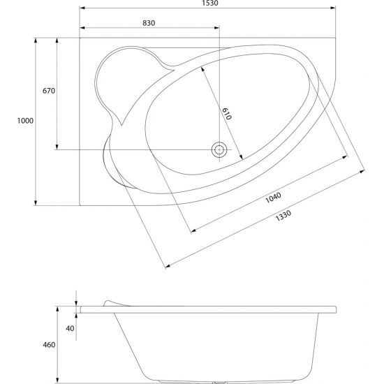 Акриловая ванна CERSANIT Kaliope WA-KALIOPE*153-L без опоры 153x100 см, угловая, асимметричная