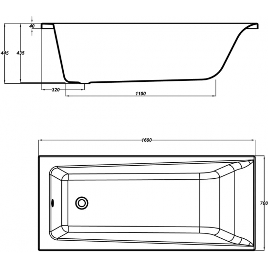 Акриловая ванна CERSANIT Lorena 160x70 см, с каркасом, ультрабелая