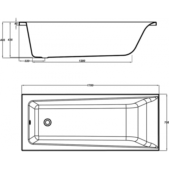 Акриловая ванна CERSANIT Lorena 170x70 см, с каркасом, ультрабелая