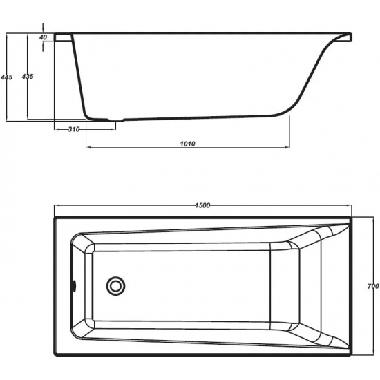 Акриловая ванна CERSANIT Lorena 64531 (WP-LORENA*150) без опоры 150x70 см, ультрабелая