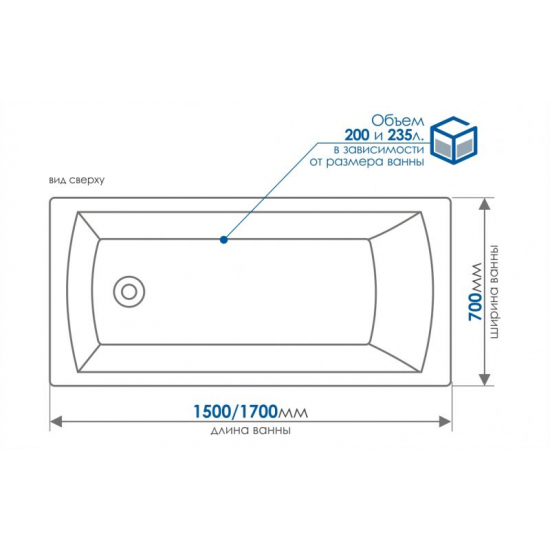 Акриловая ванна МЕТАКАМ Standart 170x70 см, c каркасом