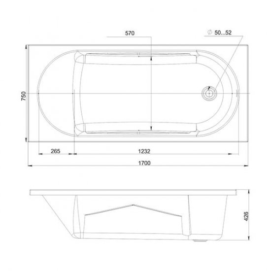 Акриловая ванна MIRSANT Каспий 170x75 Premium