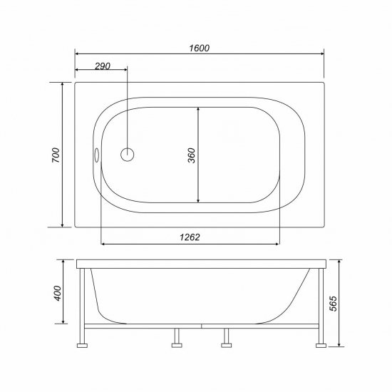 Акриловая ванна NOVA Optima 160x70