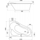 Акриловая ванна SANTEK Ибица R 150x100 см, угловая, с каркасом, асимметричная