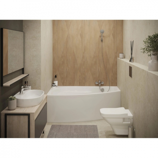 Акриловая ванна SANTEK Майорка L 150х90 см, угловая, с каркасом, асимметричная