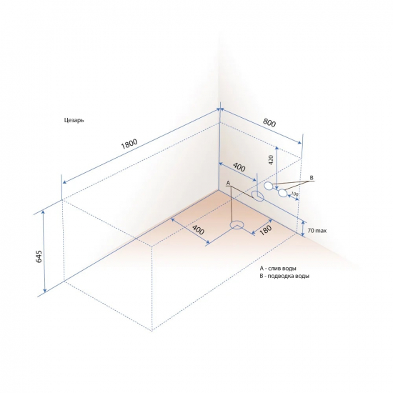 Акриловая ванна ТРИТОН Цезарь Экстра 180x80 см, с каркасом