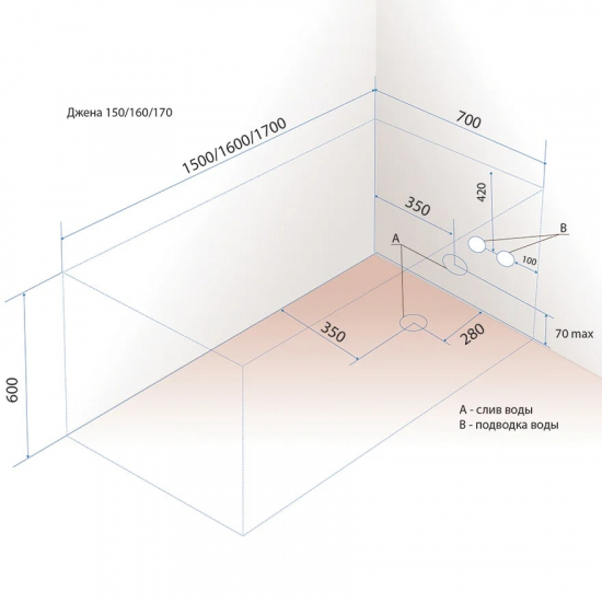 Акриловая ванна ТРИТОН Джена 150x70 см, с каркасом