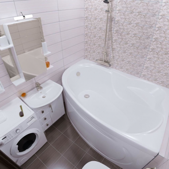 Акриловая ванна ТРИТОН Кайли L 150x100 см, угловая, с каркасом, асимметричная