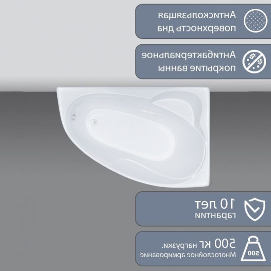 Акриловая ванна ТРИТОН Кайли L 150x100 см, угловая, с каркасом, асимметричная