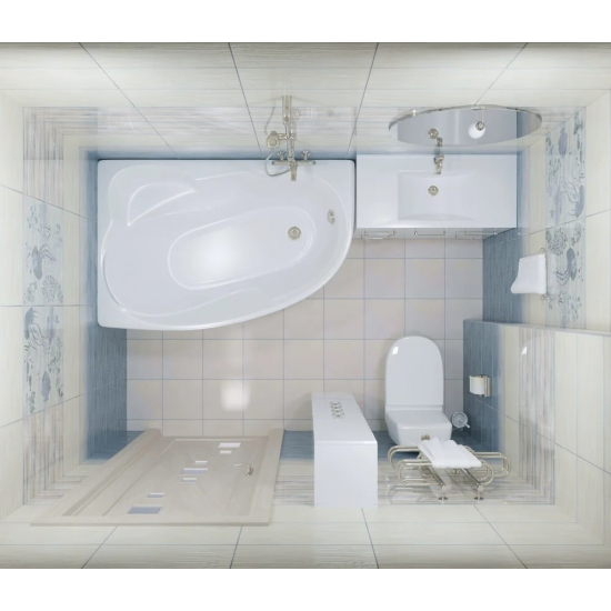 Акриловая ванна ТРИТОН Кайли R 150x100 см, угловая, с каркасом, асимметричная