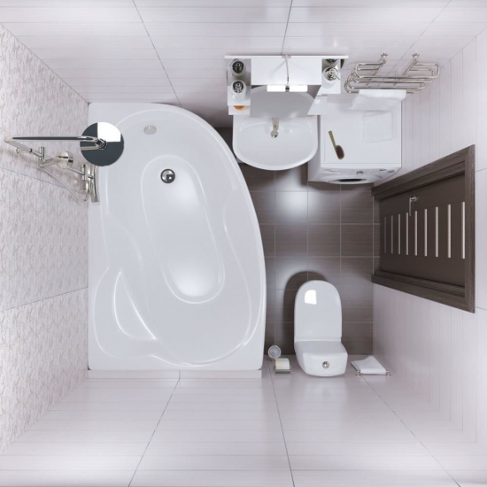 Акриловая ванна ТРИТОН Кайли R 150x100 см, угловая, с каркасом, асимметричная
