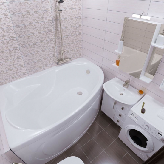 Акриловая ванна ТРИТОН Кайли R 150x100 см, угловая, с каркасом, асимметричная