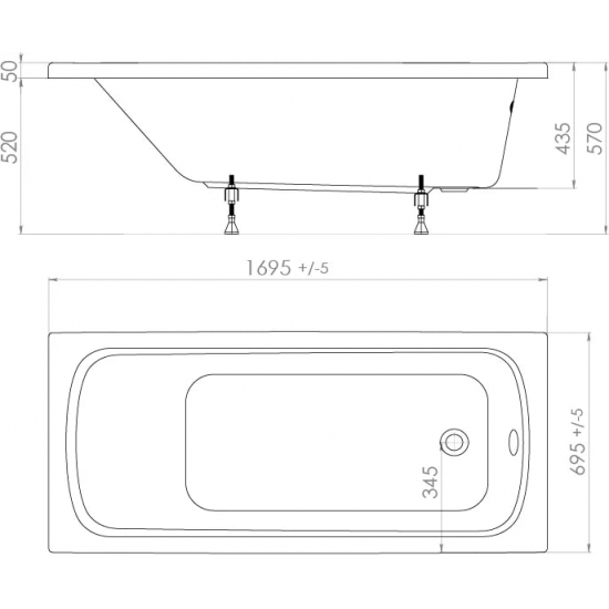 Акриловая ванна ТРИТОН Стандарт Н0000099330 без опоры 170x70 см