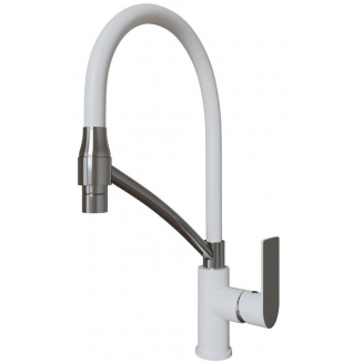 Смеситель для кухни с гибким изливом MIXLINE Plus City White ML33-108, белый/хром