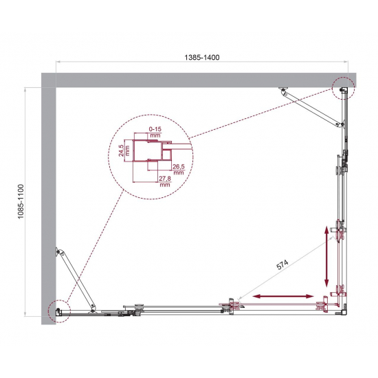 Душевой уголок BelBagno LUCE-AH-22-140/110-C-Cr стекло прозрачное, профиль хром