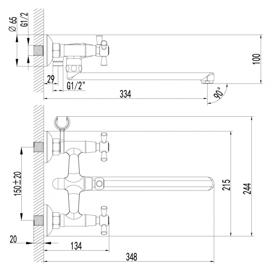 Смеситель для ванны LEMARK Contour LM7451C