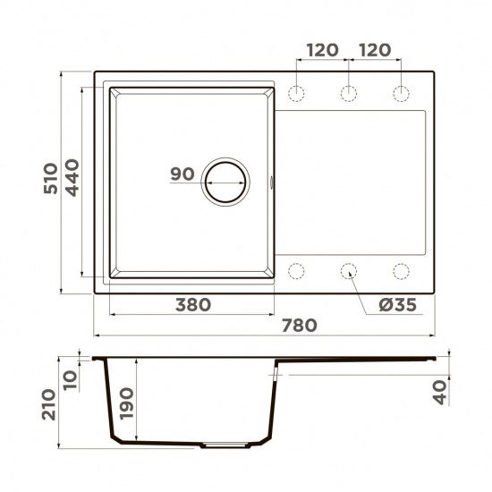 Мойка для кухни OMOIKIRI Daisen 78 чаша+крыло 780х510 мм, leningrad grey