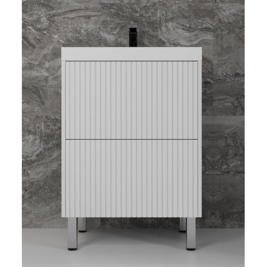 Тумба с раковиной STYLE LINE Стокгольм 60 рифленый софт напольная, раковина Andrea Classic 60