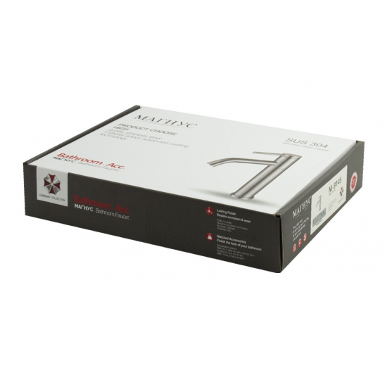 Смеситель для раковины MAGNUS 9145 из нержавеющей стали, сатин Смеситель для раковины MAGNUS 9145 из нержавеющей стали, сатин