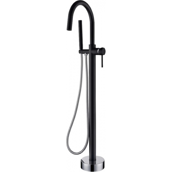 Смеситель для ванны напольный BOHEME Uno 469-BCR black, chrome