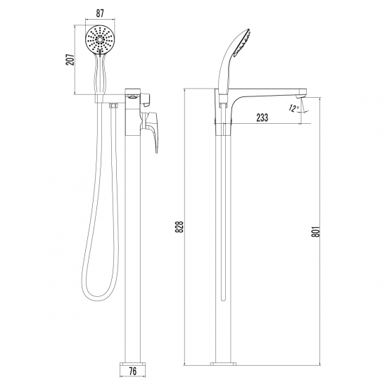Смеситель для ванны напольный LEMARK Shift LM4344C хром